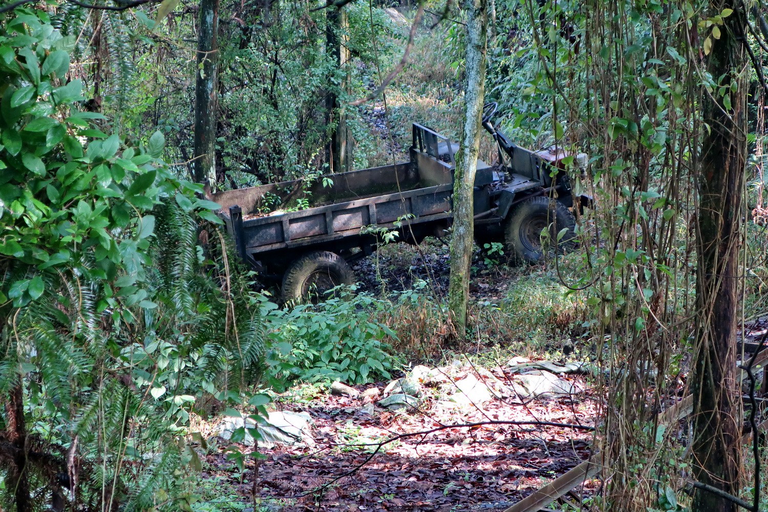 Military truck on the slope of Ham Rong Mountain