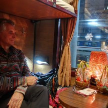 Alfred in the night train from Hanoi to Lao Cai