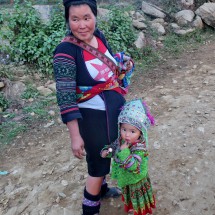 Local woman with little girl