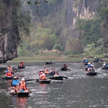A lot of boats on Tam Coc River