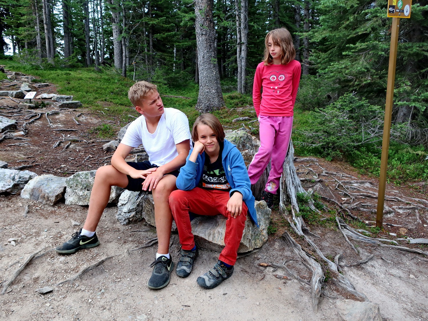 Little bit tired kids, after hiking approximately 10 kilometers from 1740 to 2270 meters sea-level