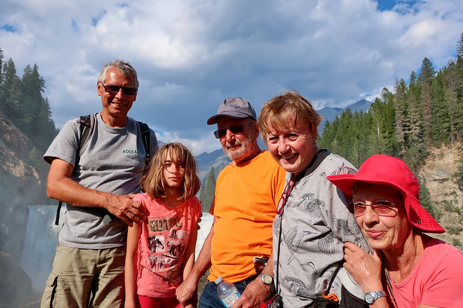 Alfred, Rosemarie, Hermann, Marion and Jutta with Wapta Falls in the back