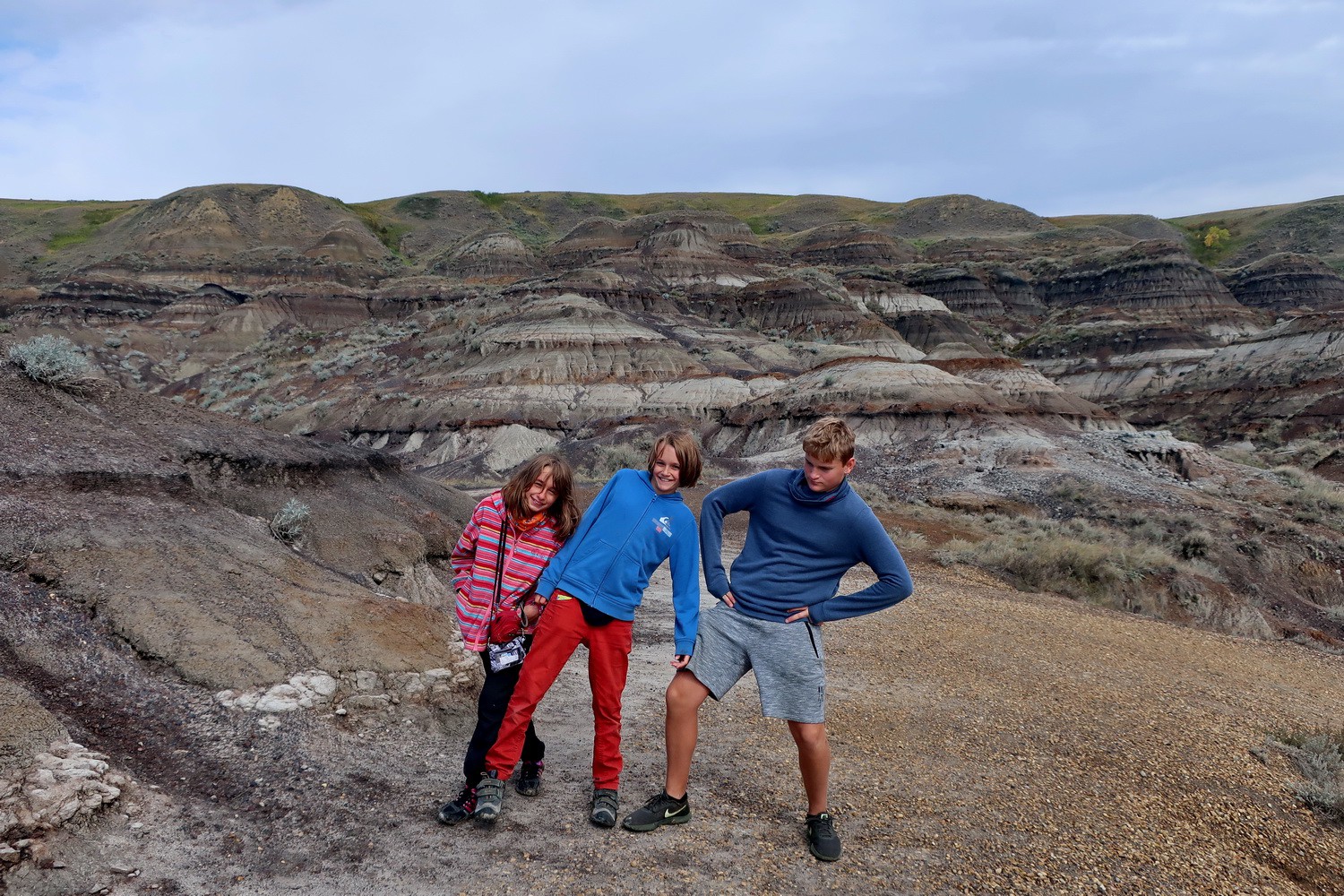 Kids in the badlands around the Royal Tyrrell Museum