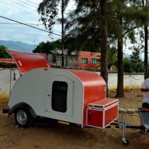 Mexican trailer on the campsite in Oaxaca (which is closed now!)