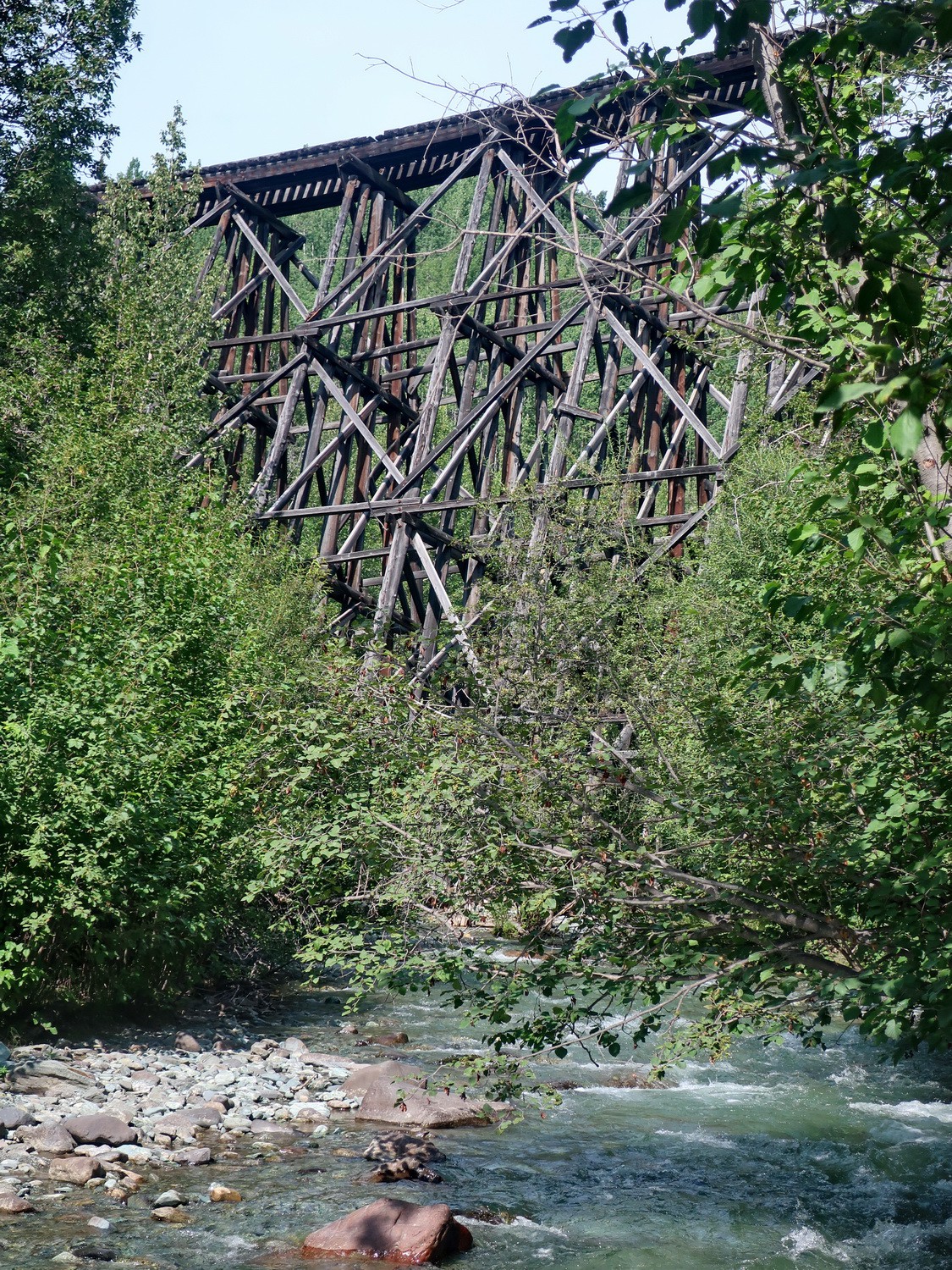 Ancient railway bridge over Gilahina River on McCarthy road