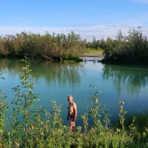 Swimming in wonderful Harding-Birch Lake on the way to Fairbanks