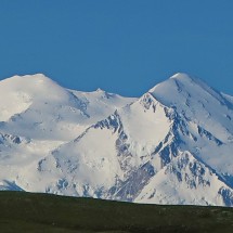 Majestic 6191 meters high Denali seen from our Mount Galen campsite