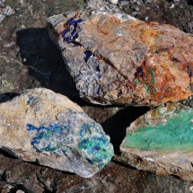 Colorful stones seen on the end of Eric Mine Trail