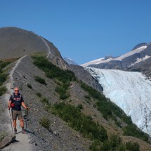 Moraine with Worthington Glacier and path to its top