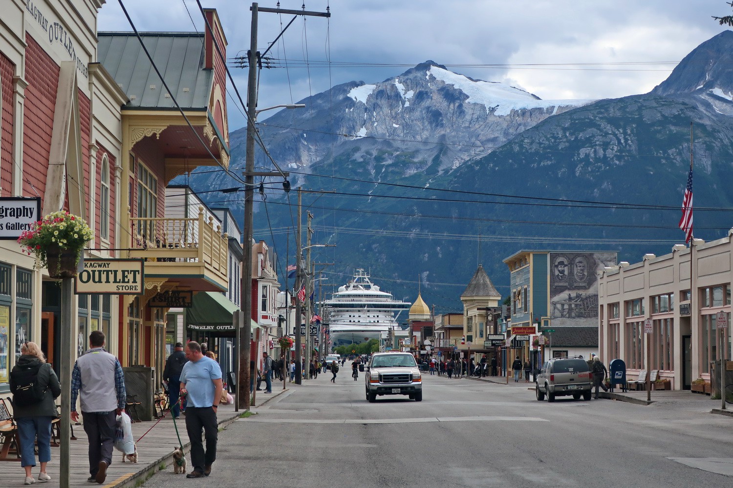 Main street of Skagway which is the gateway to the Klondike Gold Rush of 1898