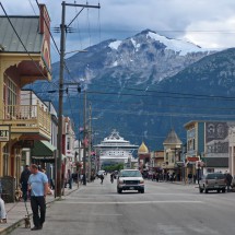 Main street of Skagway which is the gateway to the Klondike Gold Rush of 1898