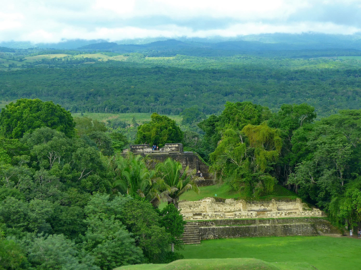 View from the main building of Xunantunich to the other smaller pyramids