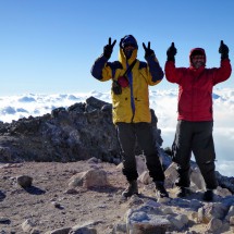 Alfred and Tommy on the summit of Volcan Tajumulco which is with 4220 meters sea-level the highest point of Central America