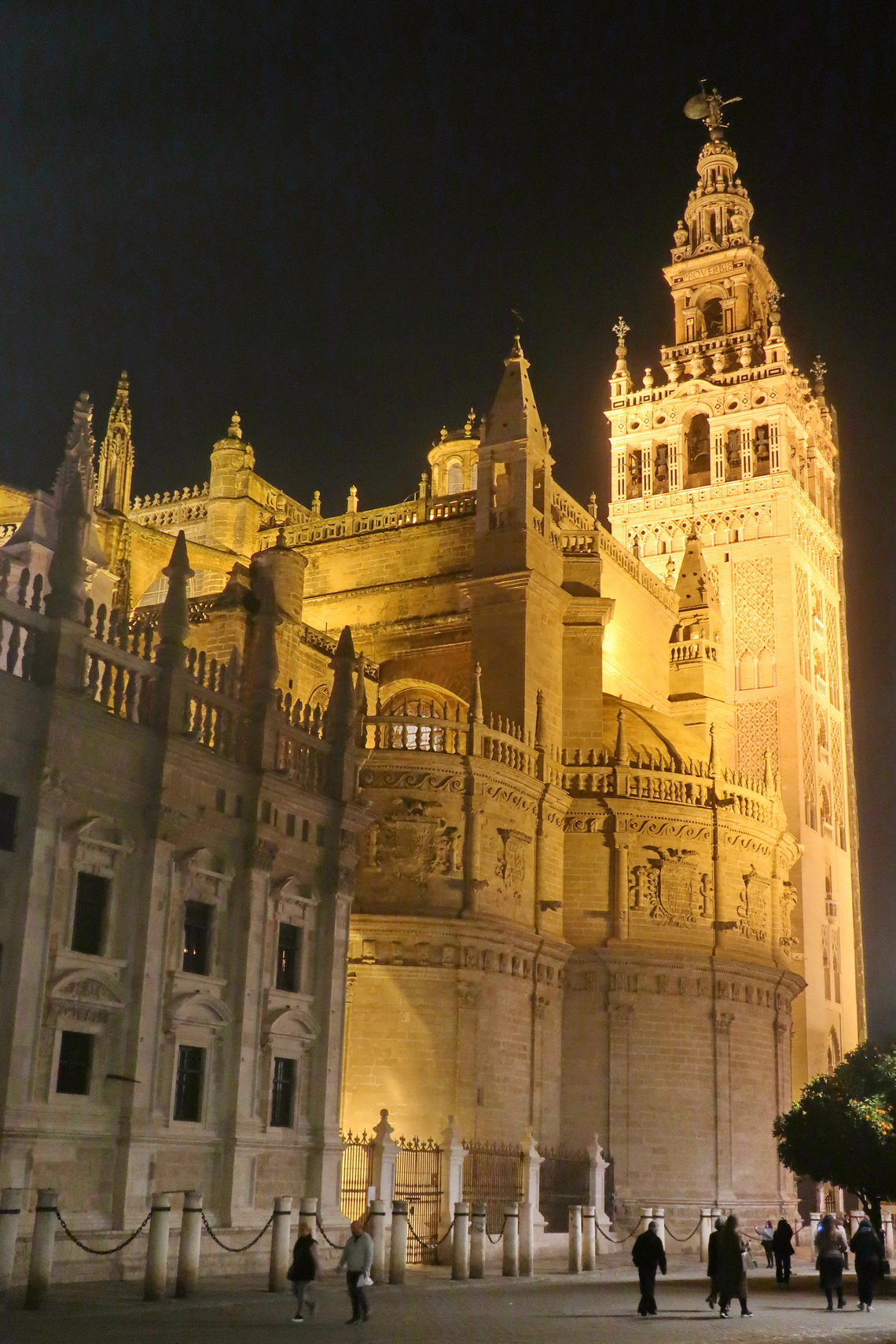 The cathedral of Seville at night