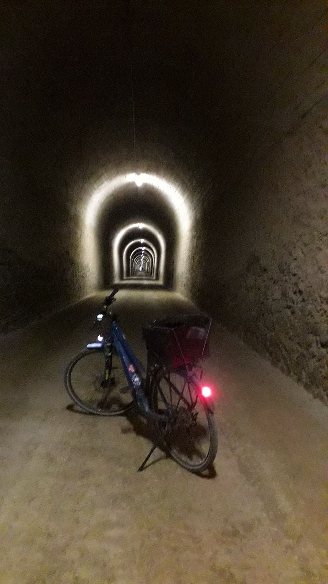 Inside an illuminated tunnel - some were nearly 1000 meters long