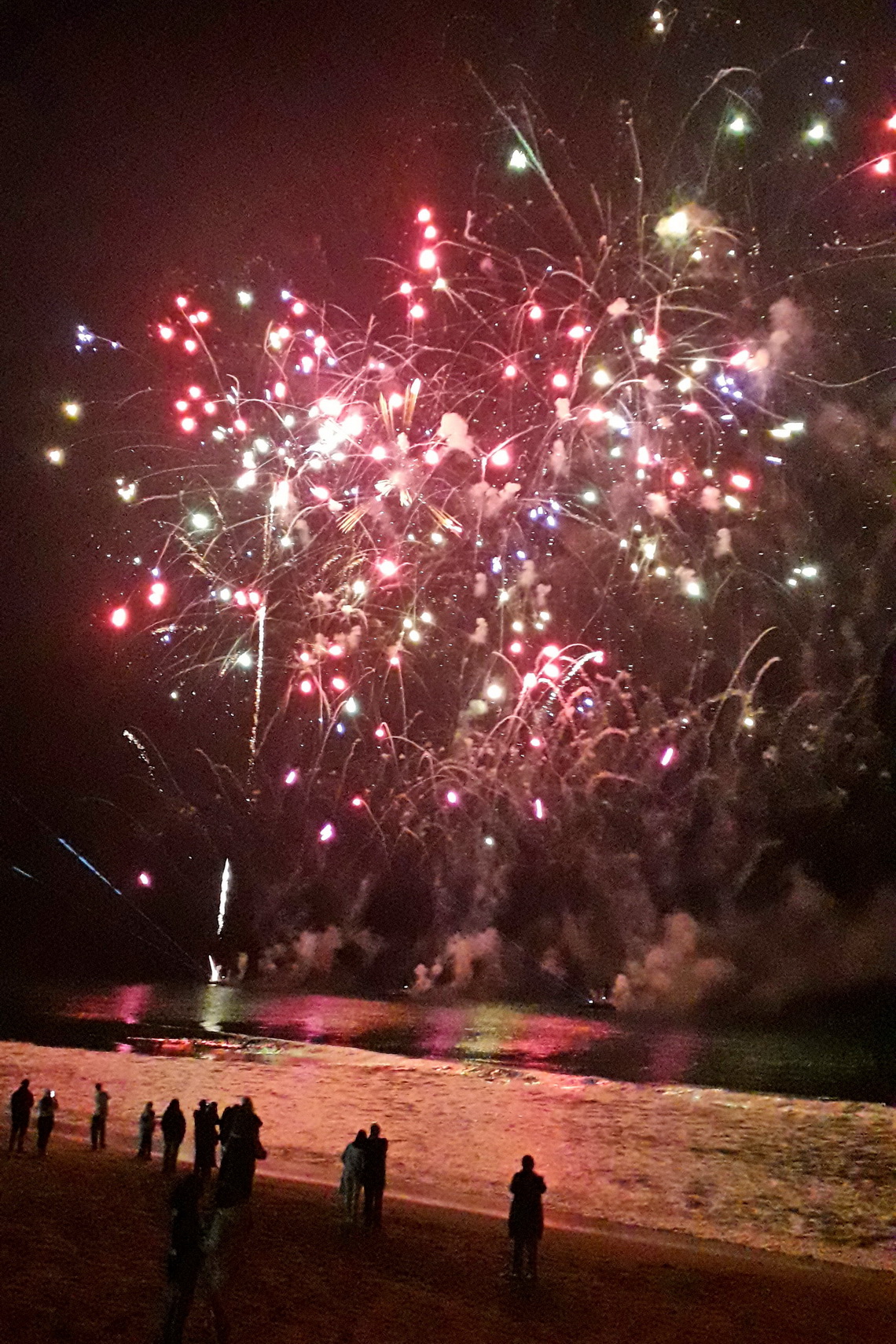 Fireworks from boats on New Year's Eve in Albufeira