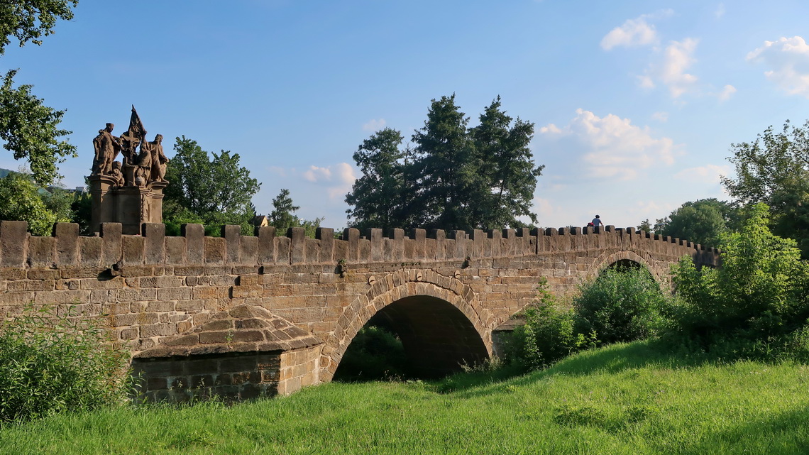 Bridge Sousoší Sv. Jana Nepomuckého in Děčín - John of Nepomuk was a catholic saint in Bohemia between 1345 and 1390