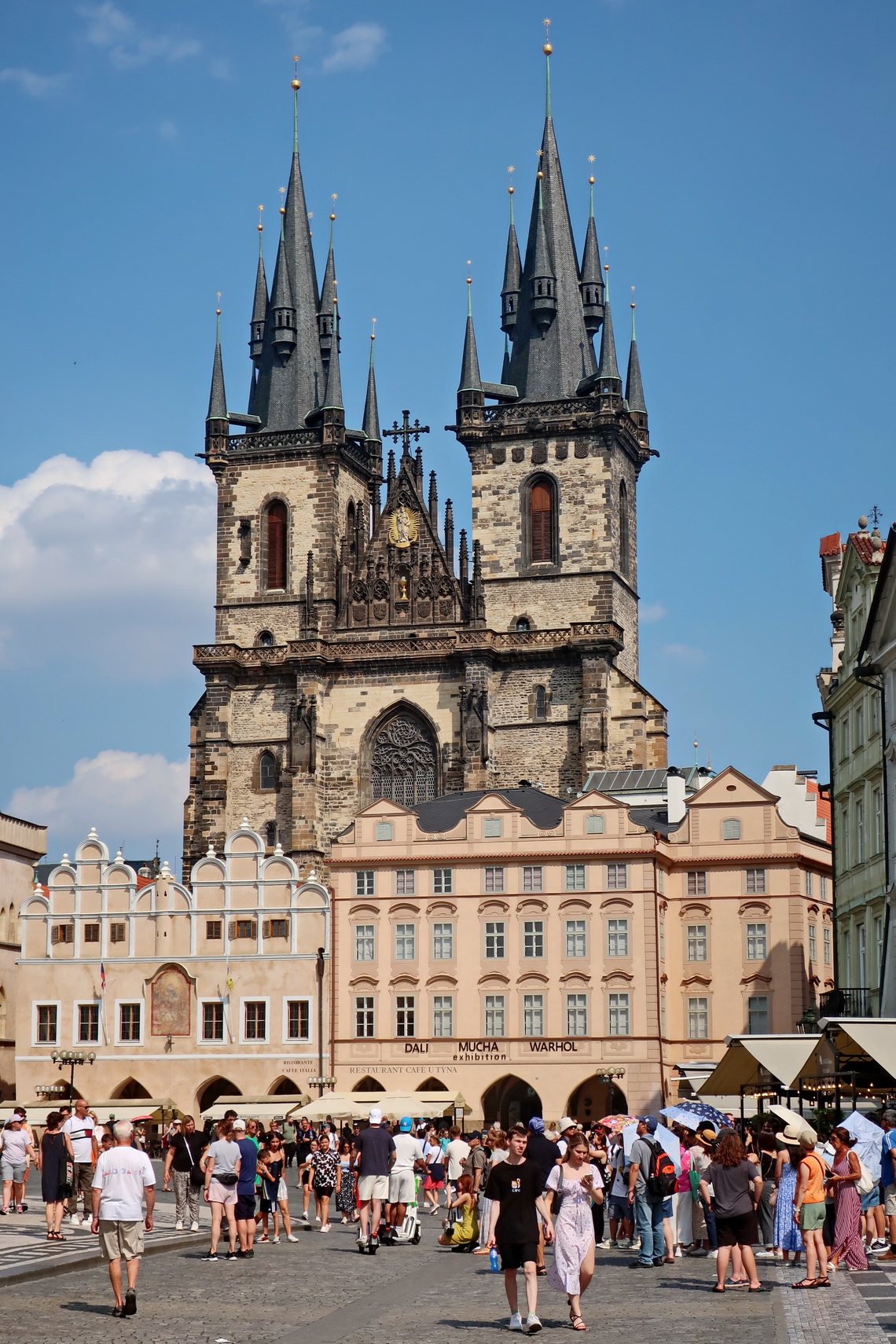 Old town square with Gothic church Matka Boží Pred Týnem - Church of Mother of God before Týn