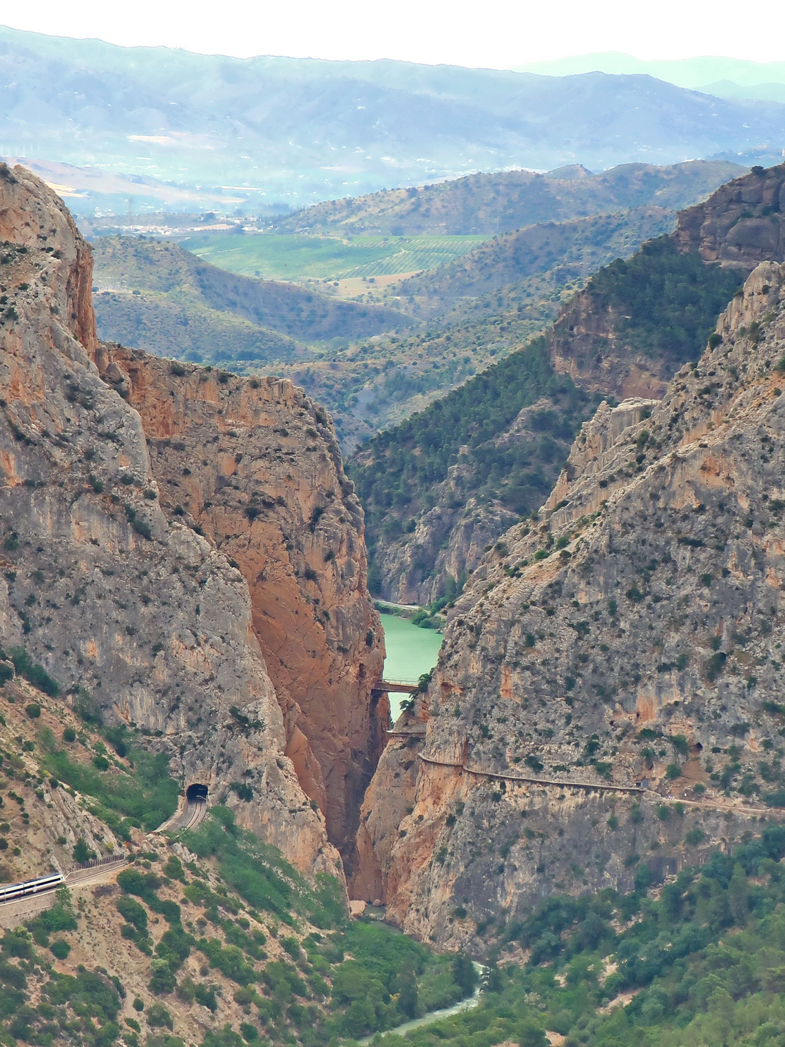The southern part of the gorge of Caminito del Rey seen from the viewpoint Mirador de las Buitreras