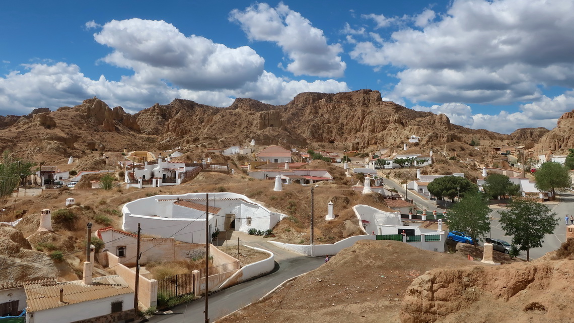 Cave dwellings of Guadix seen from the viewpoint Mirador Padre Poveda