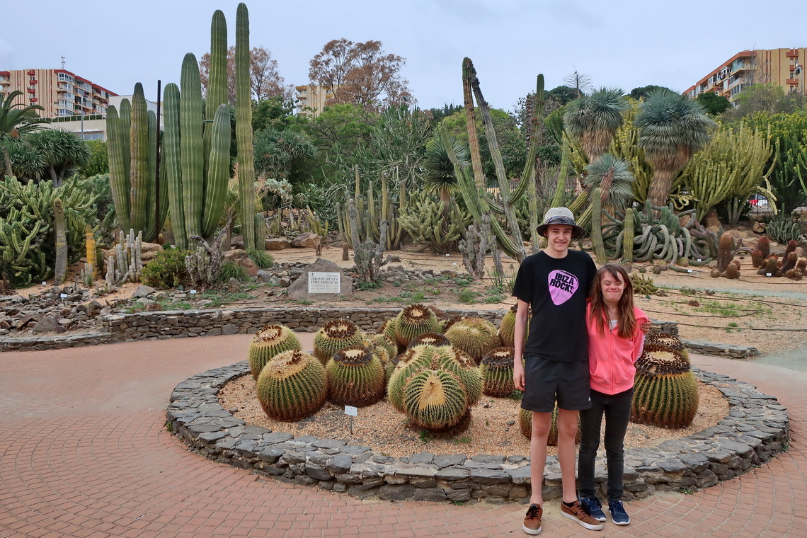 Jay and Sarah in the cactus garden of Parque de la Paloma