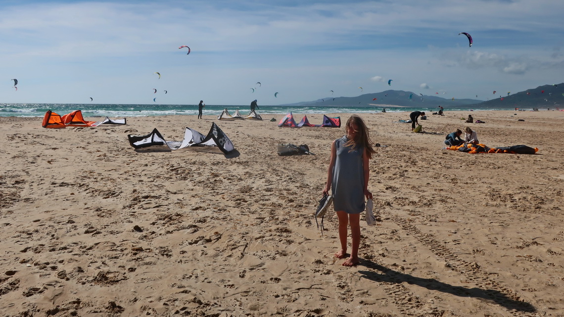 Sarah on the Atlantic Ocean - Playa de los Lances of Tarifa