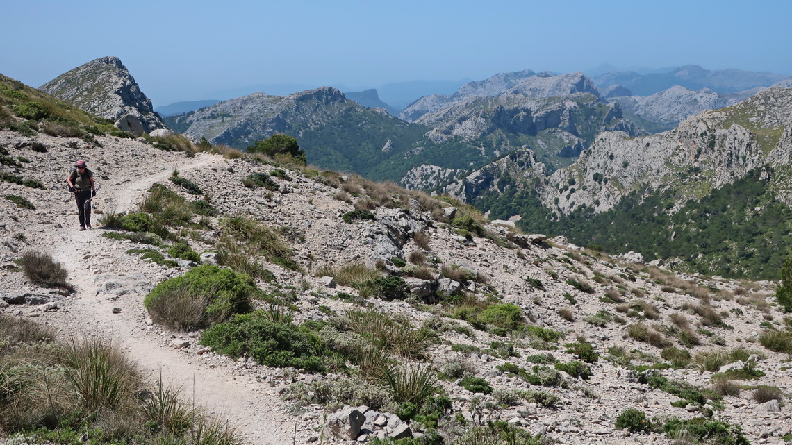 Close to the saddle Coll des Prat which is with 1206 meters sea-level the highest point of the traverse of the range Serra de Tramuntana