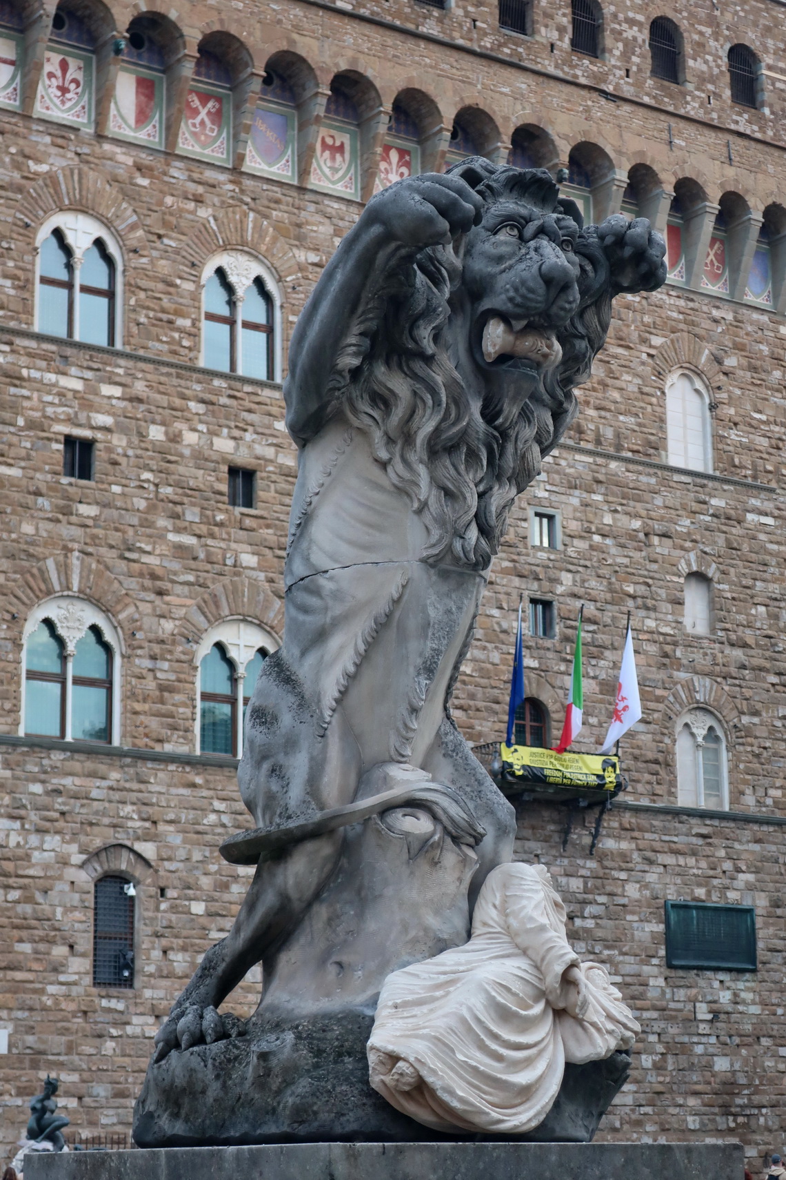 Lion with a human head in its mouth on Piazza delle Sigoria