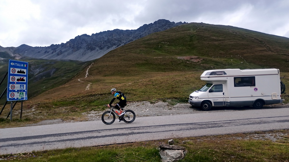 Our van on top of Umbrailpass which marks the border between Italy and Switzerland