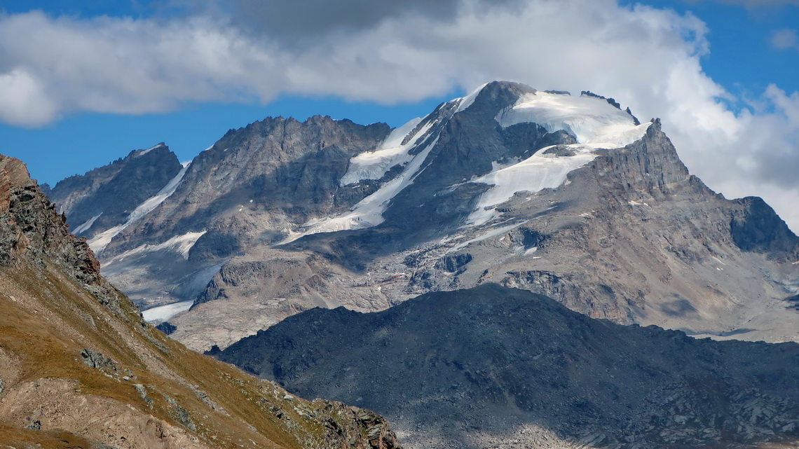 Icy Gran Paradiso which is with 4061 meters sea-level the highest peak of the Graian Alps - we climbed it with our foster son Levent in the year 1998