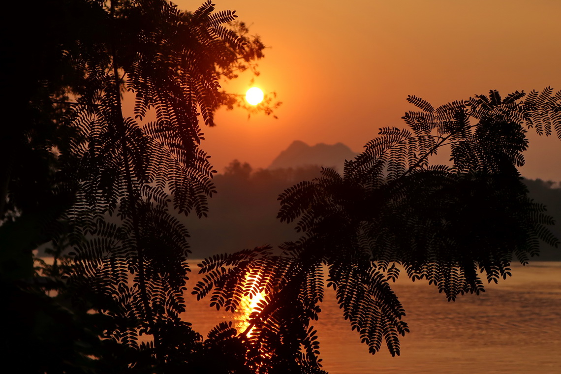 Sunset on Mekong which is one of the largest river on earth