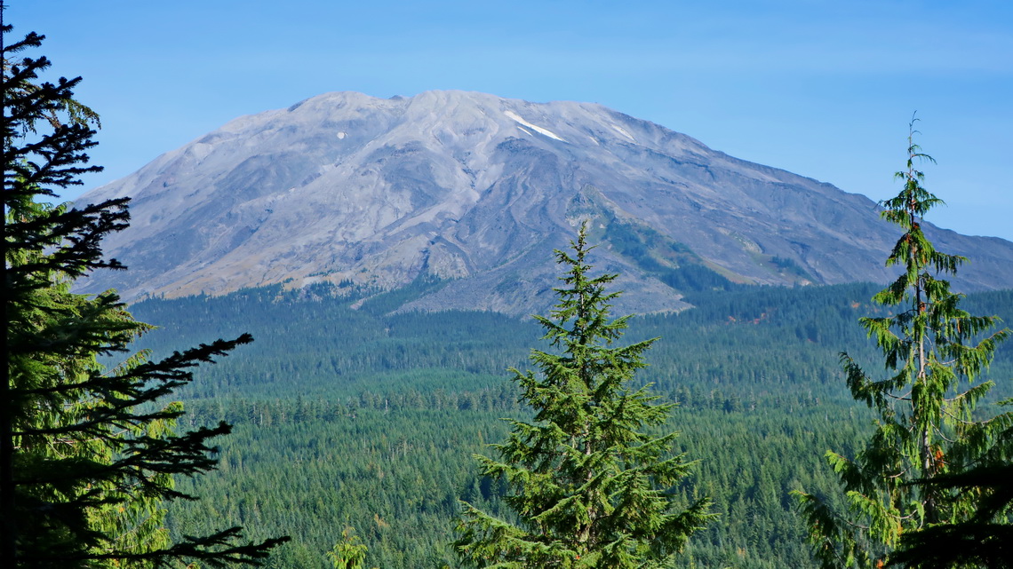 2539 meters high Mount Saint Helens which erupted heavily in May 1980 and lost its upper part - 400 vertical meters!