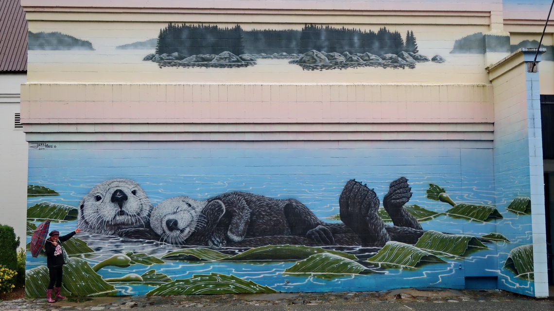 Sea Otters on the wall of the Civic Center