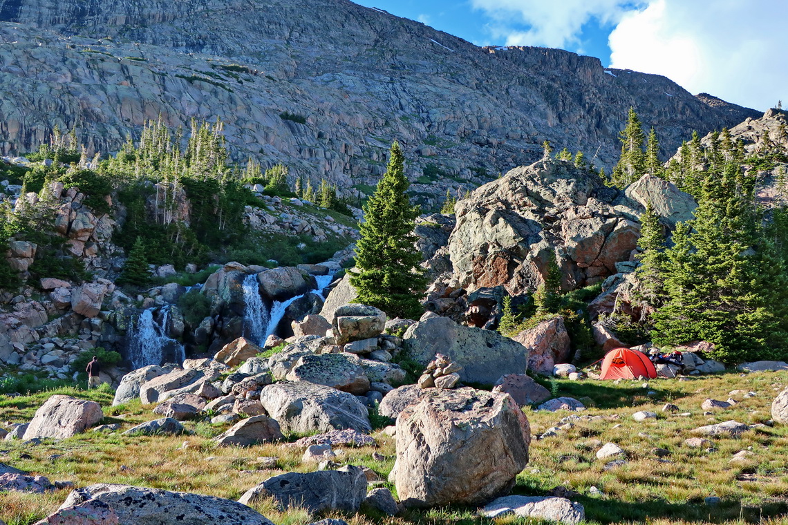 Our campsite on the waterfall of Paint Rock Creek