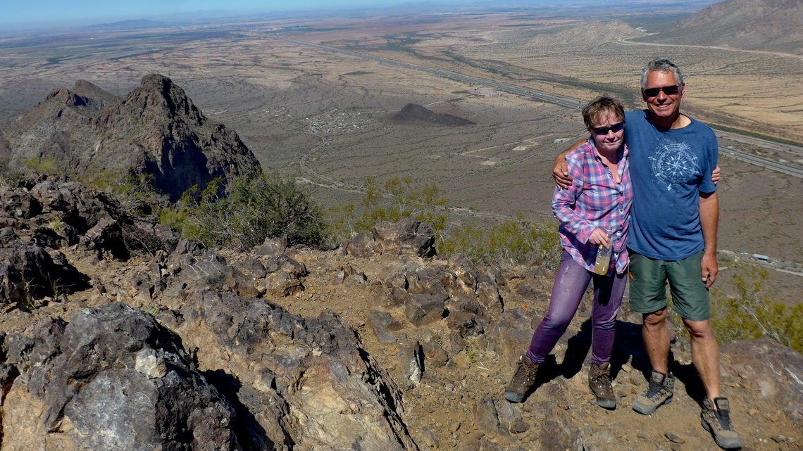 Marion and Alfred on top of 1011 meters high Picacho Peak