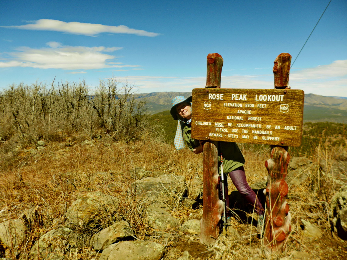 Marion on top of 2677 meters high Rose Peak