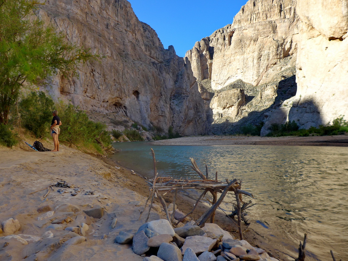After swimming in Rio Grande with Boquillas Canyon