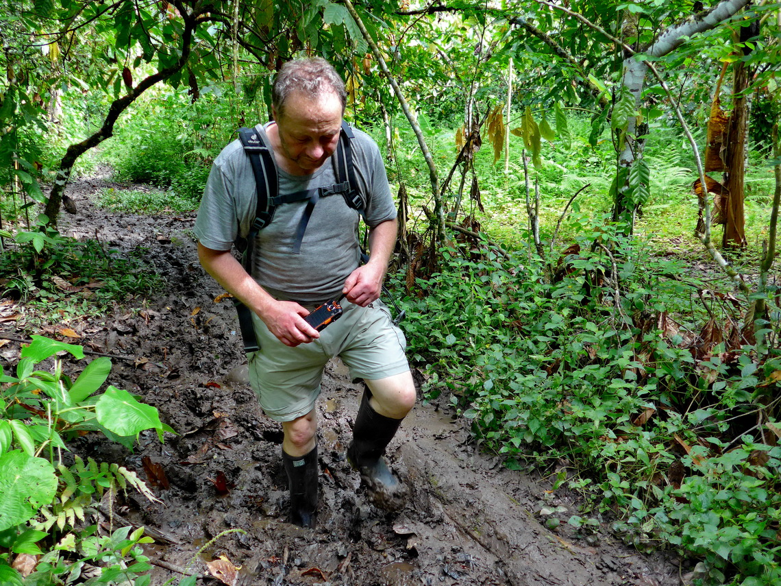 Walking in the mud of the jungle