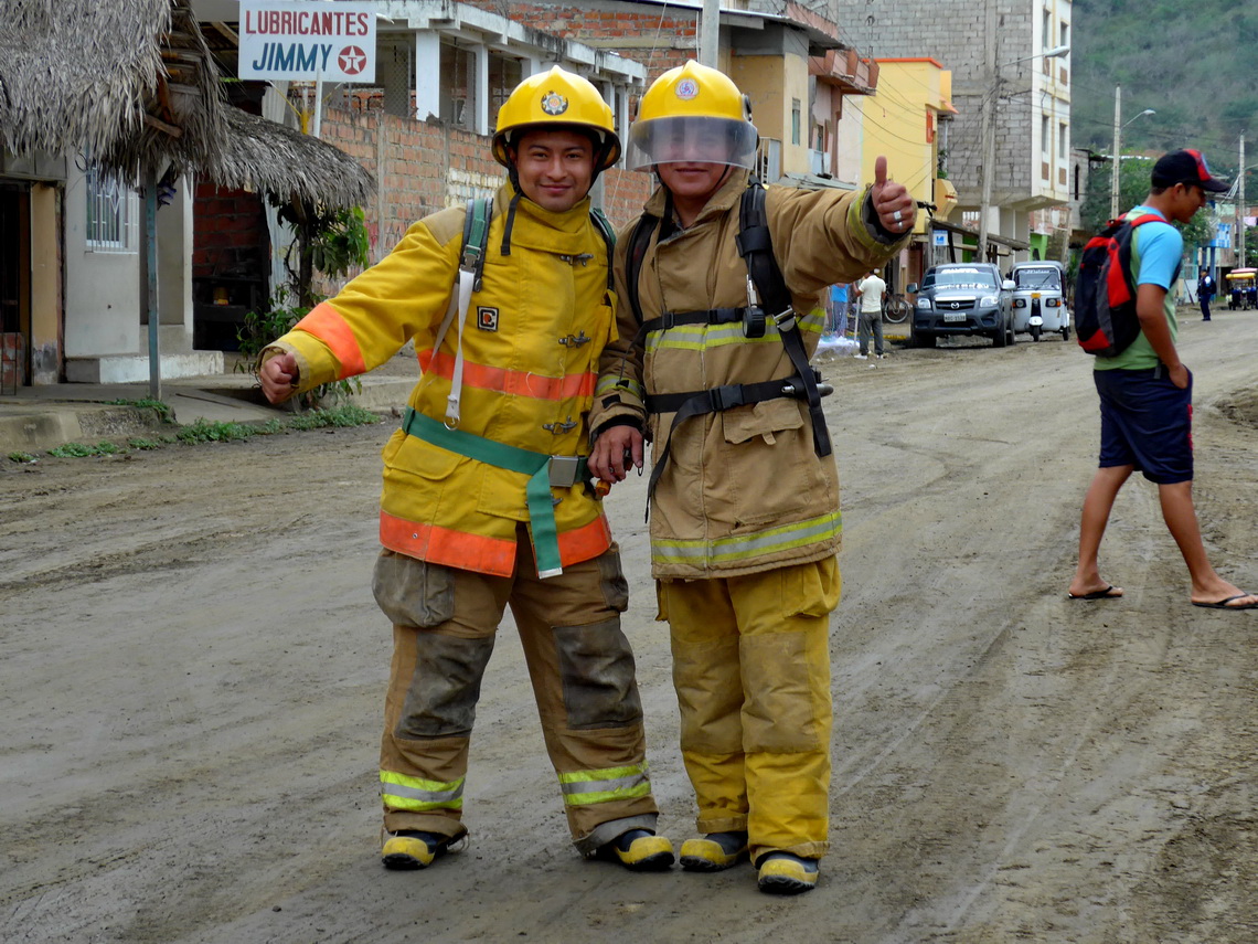 Exercising Firemen in Puerto Lopez