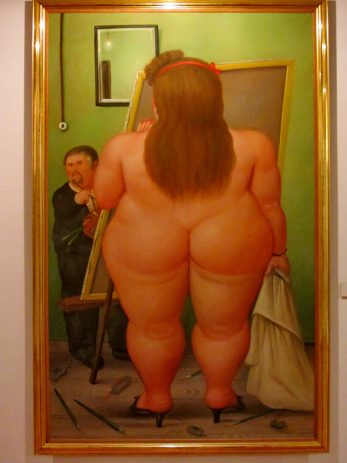 Painting a naked Lady, by Fernando Botero