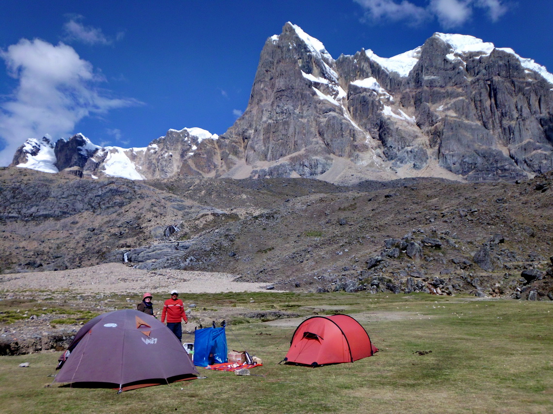 Our sixth camp San Antonio with the western wall of Nevado Cuyoc 	(5550 meters sea-level)