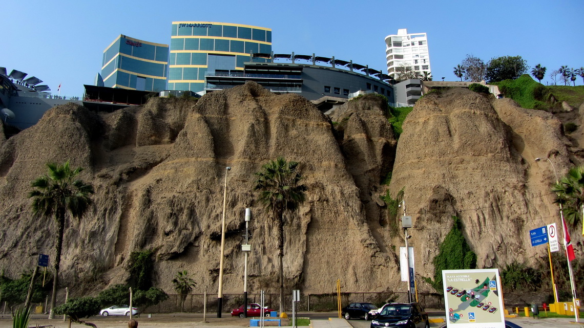 Trendy quarter Miraflores, seen from its beach