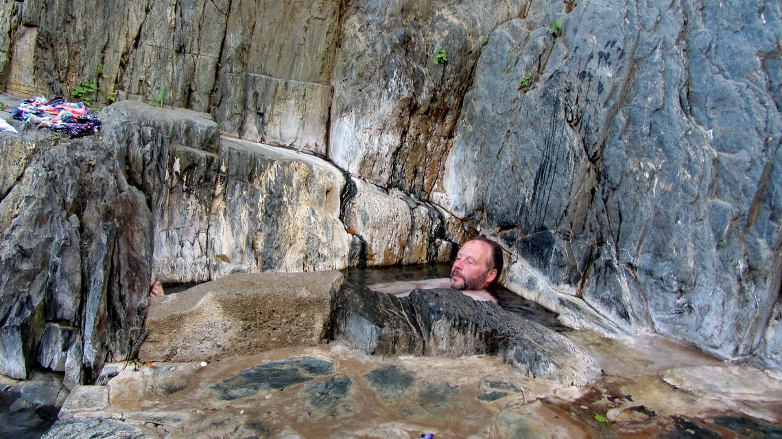 Tommy enjoying the hot springs of Santa Teresa