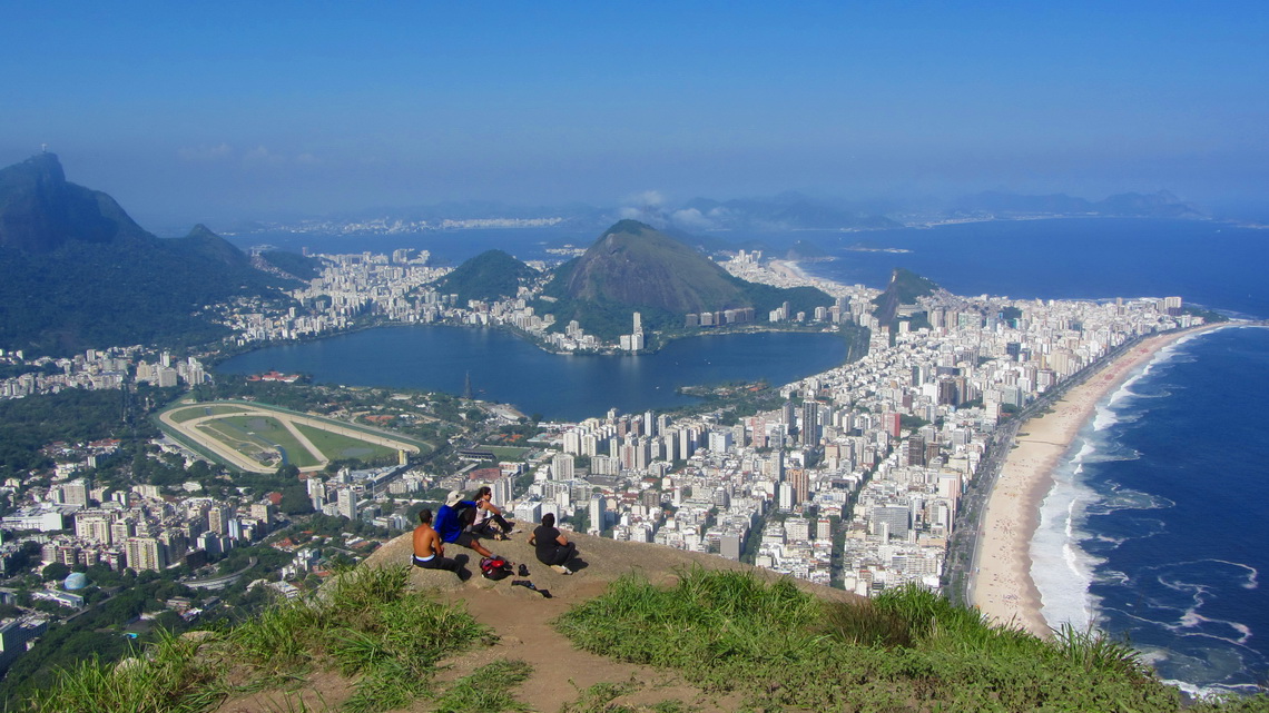 Marvelous views from the summit of Morro Dois Irmaos with Corcovado, Lagoa Rodrigo de Freitas, Ipanema and Leblon