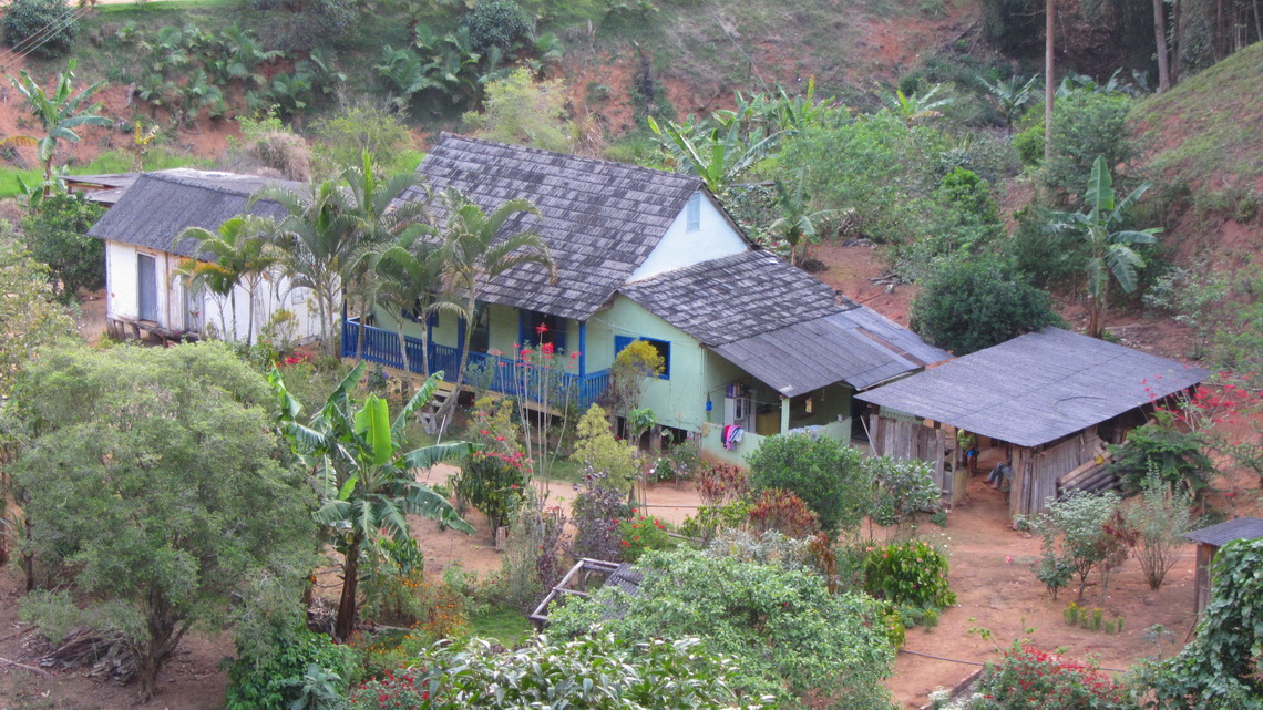 Typical farm with pitched roof house