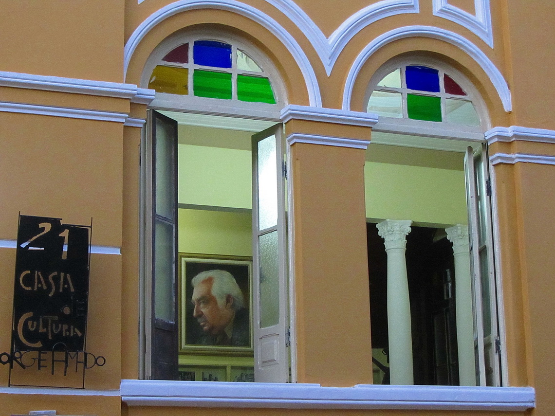 Jorge Amado's living house in Ilheus with a portrait of him