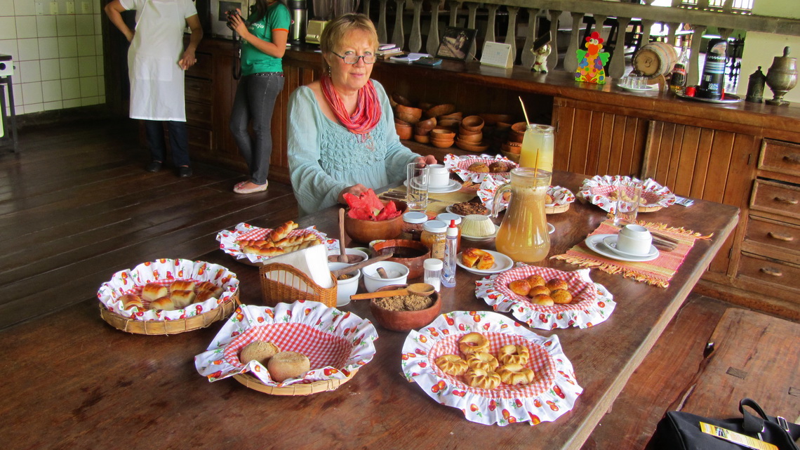 Rich colonial breakfast with 28 dishes on the farm Fazenda Babilonia close to Pirenopolis