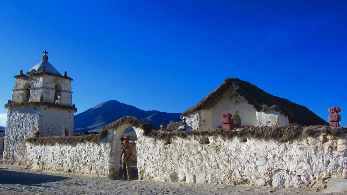 The church of Parinacota with Cerro Guane Guane in the background