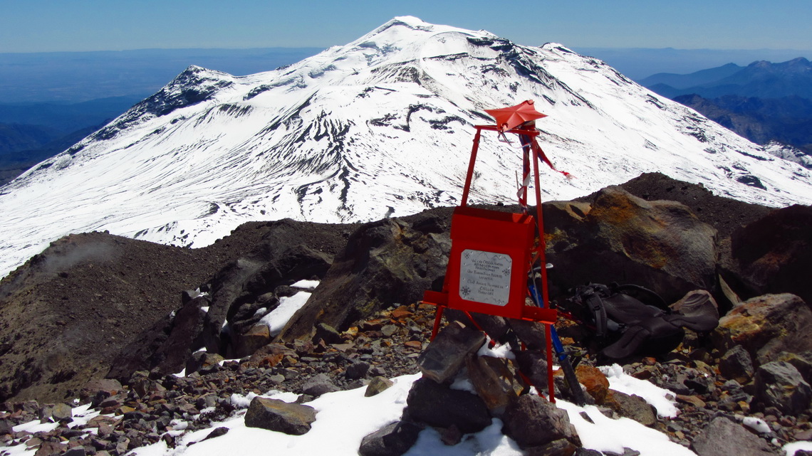 Summit of Volcan Chillan Nuevo (3186 meters sea level) with Nevados Chillan
