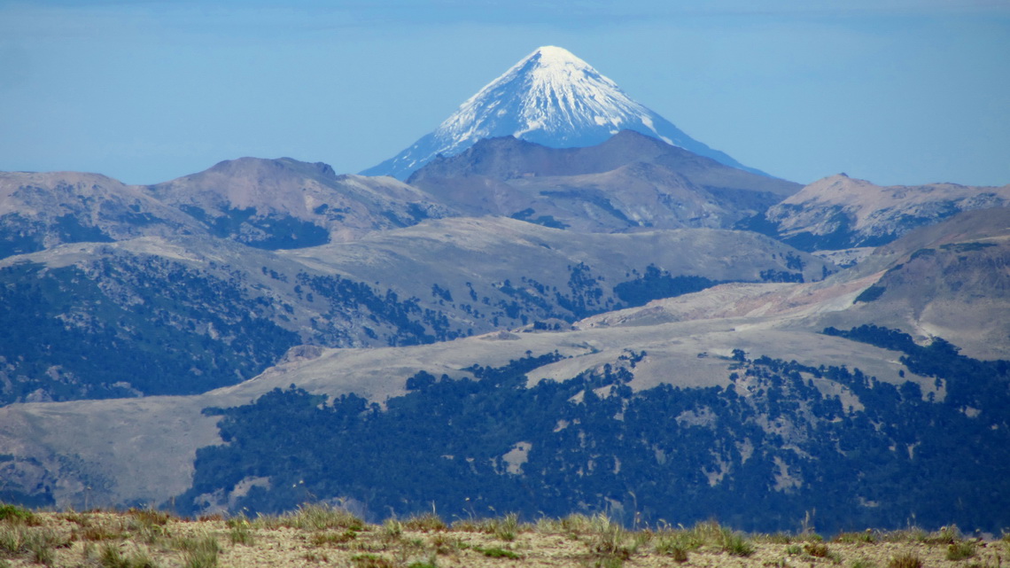 Volcan Lanin seen from the summit of Volcan Batea Mahuida, 1945 meters high